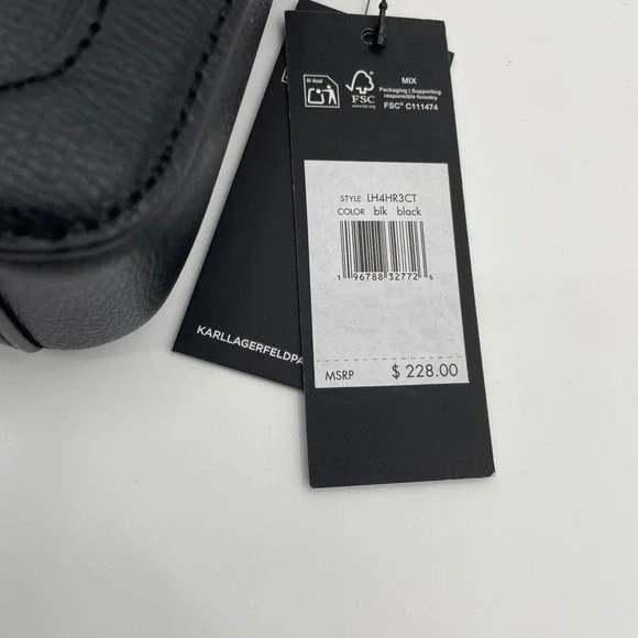 NWT Karl Lagerfeld Paris Black Leather Shoulder Bag MSRP $228 Style LH4HR3 Y2K - Picture 11 of 13